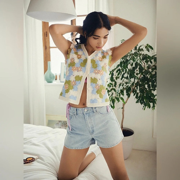 🏷️ NWT Twik Organic Recycled Cotton Denim Shorts - Picture 1 of 6